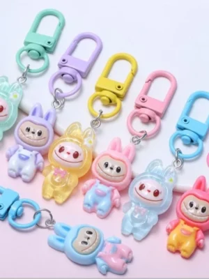 my-11134207-7rasg-m8nbpg6h4kx1ec.webp Cartoon Luminous Labubu Keychain Cute FriendKeychain Student School Bag Hanging Decoration