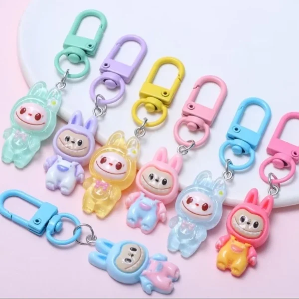 Cartoon Luminous Labubu Keychain Cute FriendKeychain Student School Bag Hanging Decoration