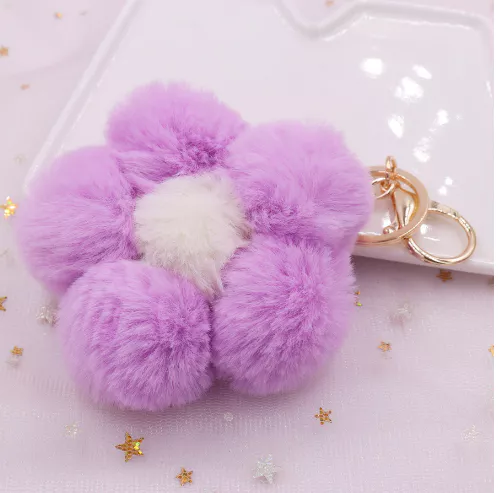 Creative New Flower Plush Ball Keychain